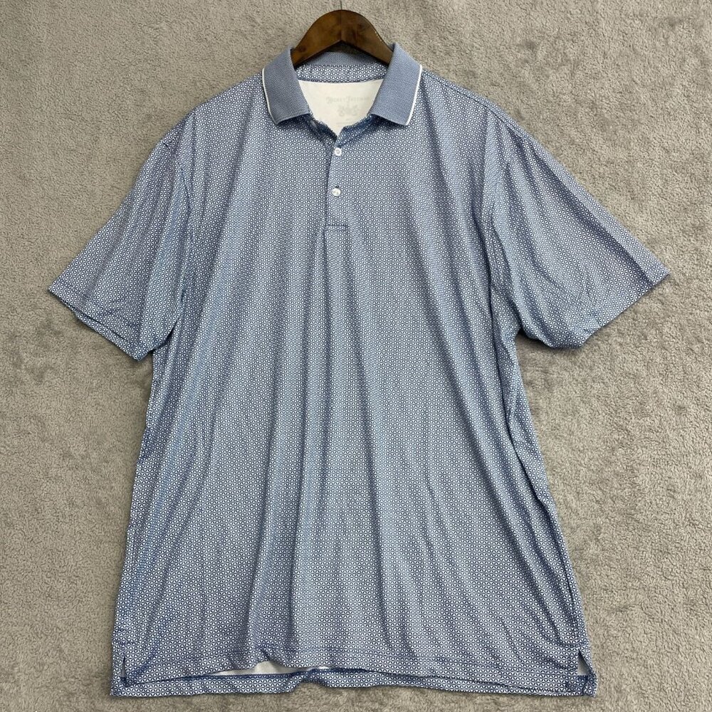 Hickey Freeman Men's XL Polo Golf Shirt Blue Pattern